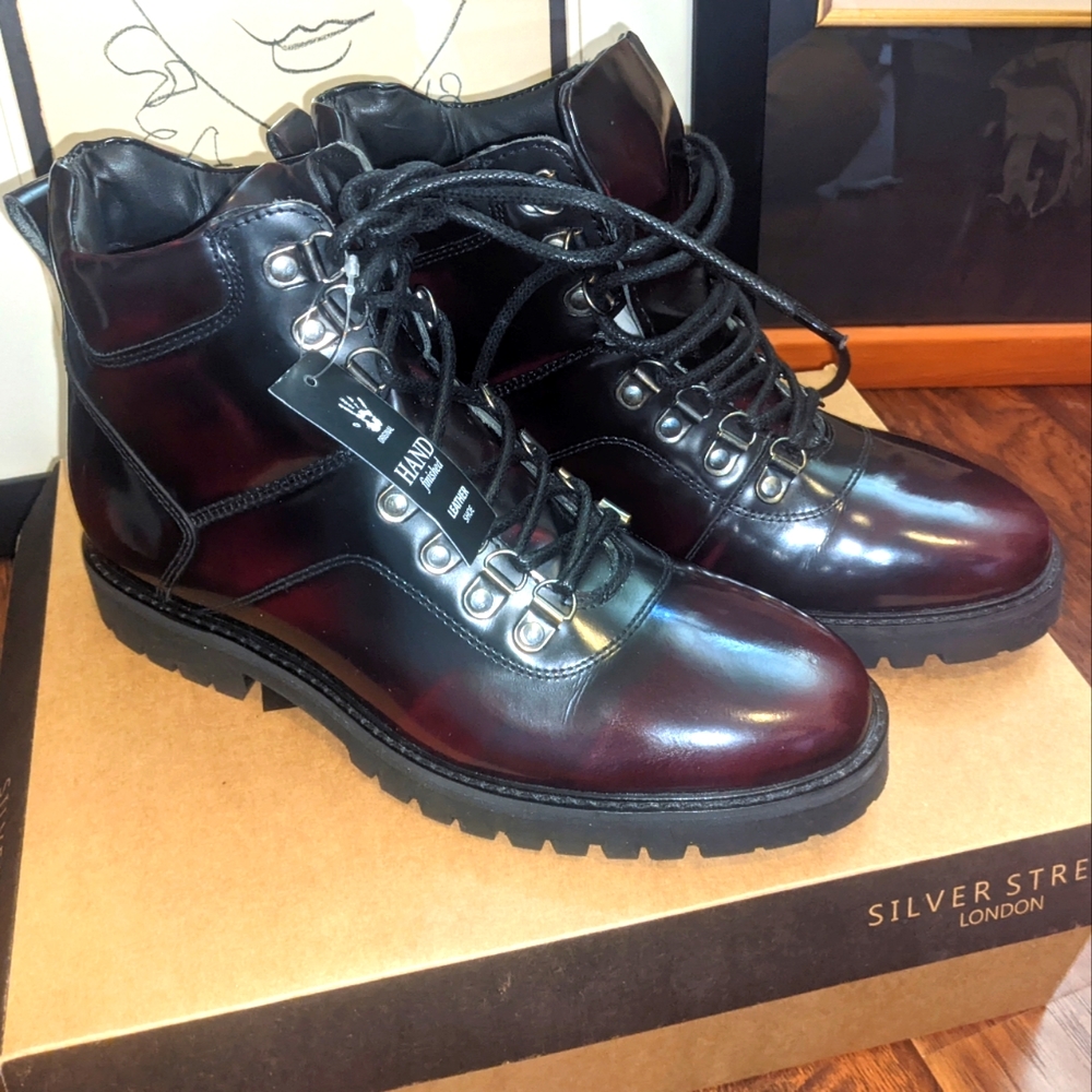 Silver Street London Leather Burgundy Boots Size UK7 US8